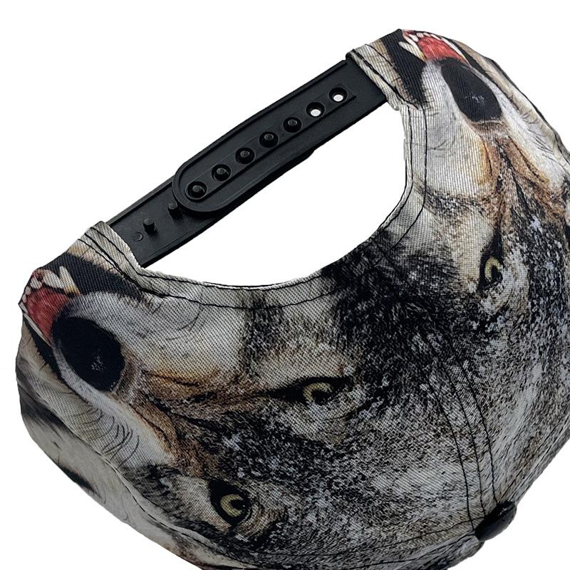 Gorra de Béisbol Hip Hop con Estampado de Cabeza de Lobo para Street Dance, Gorra Versátil Personalizada para el Sol, Gorra de Ala Plana para Hombre de Primavera y Otoño