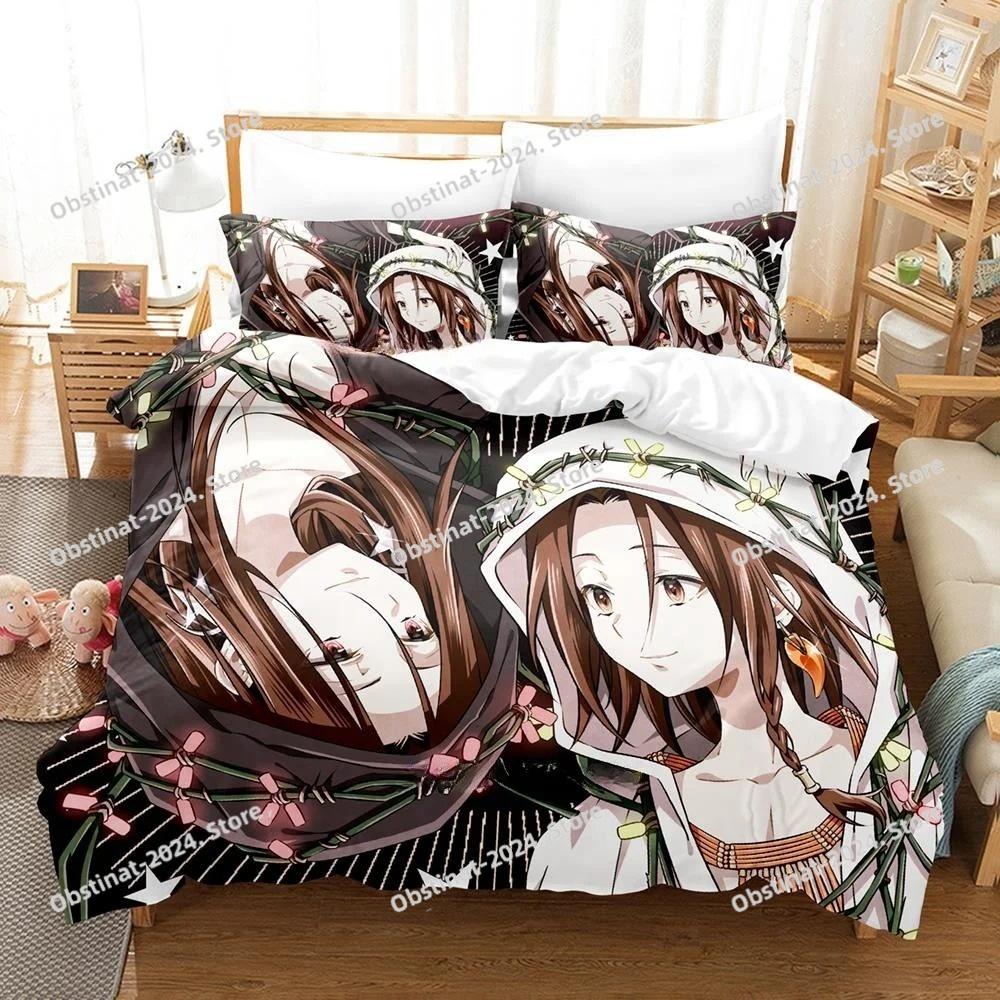 Personality 3D Printing Shaman King Bedding Set Cartoon Anime three-piece Set Adult Kid Bedroom Duvet Cover Sets Home Textiles