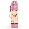 1PC Cute Little Pig Animal 750ml Color Plastic Sports Water Bottle Leakproof Flip Straw Lid Suitable for Sports Office Home Use