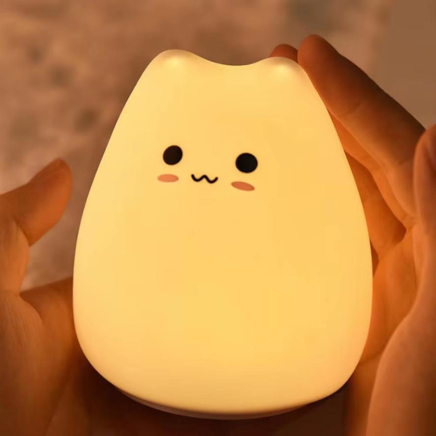 Veilleuse en silicone Kawaii en forme de chat doux et mignon, 7 couleurs, cadeau d'anniversaire pour enfants, bébés, tout-petits, adolescents, décoration de chambre d'enfant