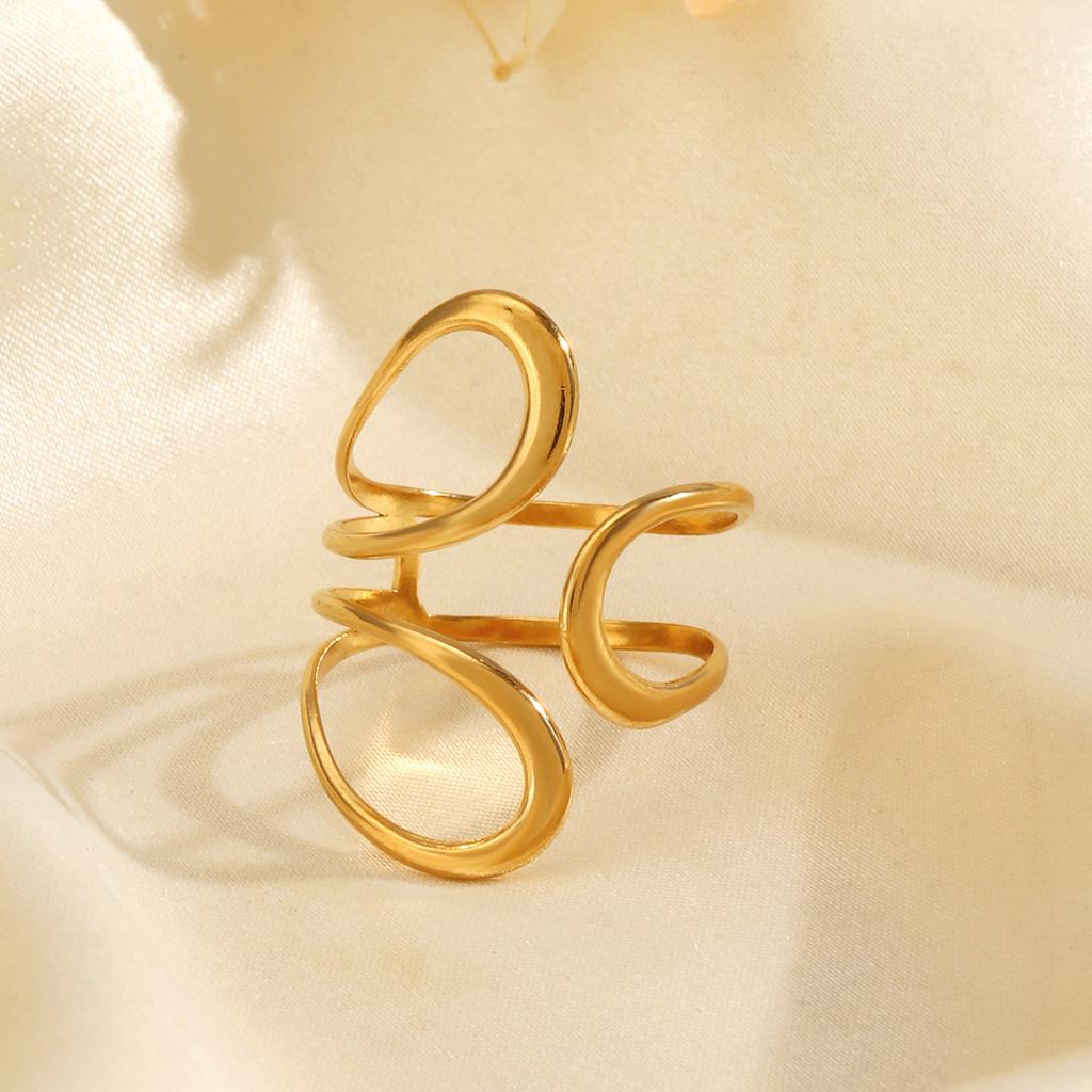 Stainless Steel Silver Color Rings for Women Punk Geometric Metal Irregular Chain Open Rings Hiphop Simple Jewelry Accessories