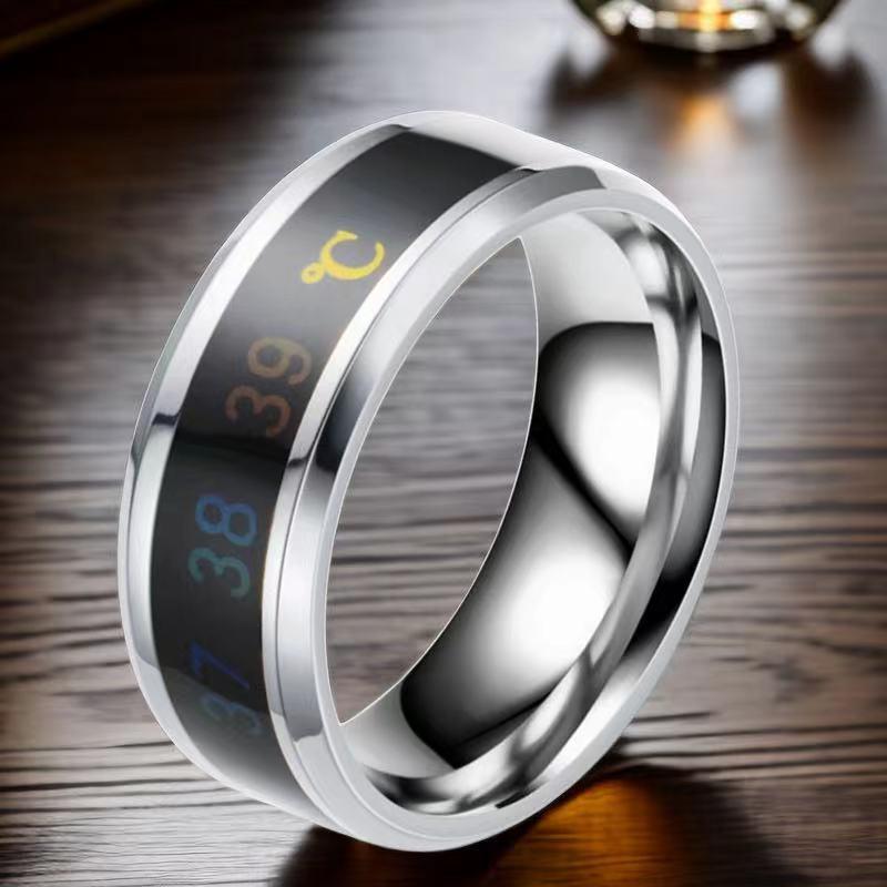 Smart Temperature-Sensitive Titanium Steel Ring for Men - European & American Style, Color-Changing, Non-Fading