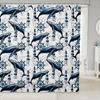 Lobster Shower Curtain Nautical Bathroom Shower Curtain Sets Retro Cartoon Ocean Stripes Marine Life Sea Wild Animals Fabric