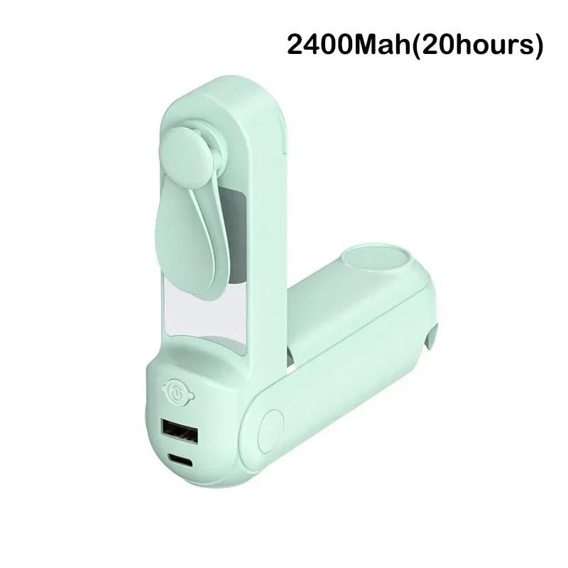 New Handheld Electric Fan USB Desktop Fan with LED Light Portable Mini Small Fan Mobile Phone Charging Bank Phone Stand Students