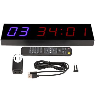 Minuteur de Gym Intervalle LED 6 Bits Entraînement Compte à Rebours Montée Chronomètre avec Télécommande 1,8in