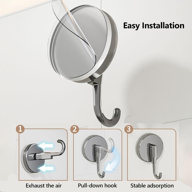 Easy Installs Suction Hook Holders ABS Not Drill Suction Hook Heavy Duty Adhesive Hook 57mm Diameter for Bathroom Kitchen