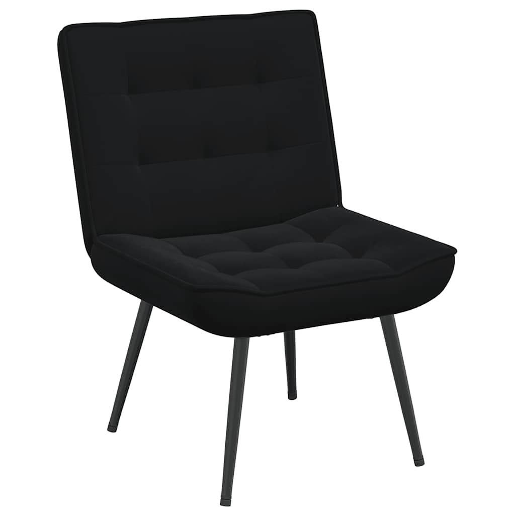 Black Velvet Relaxation Armchair with Footstool