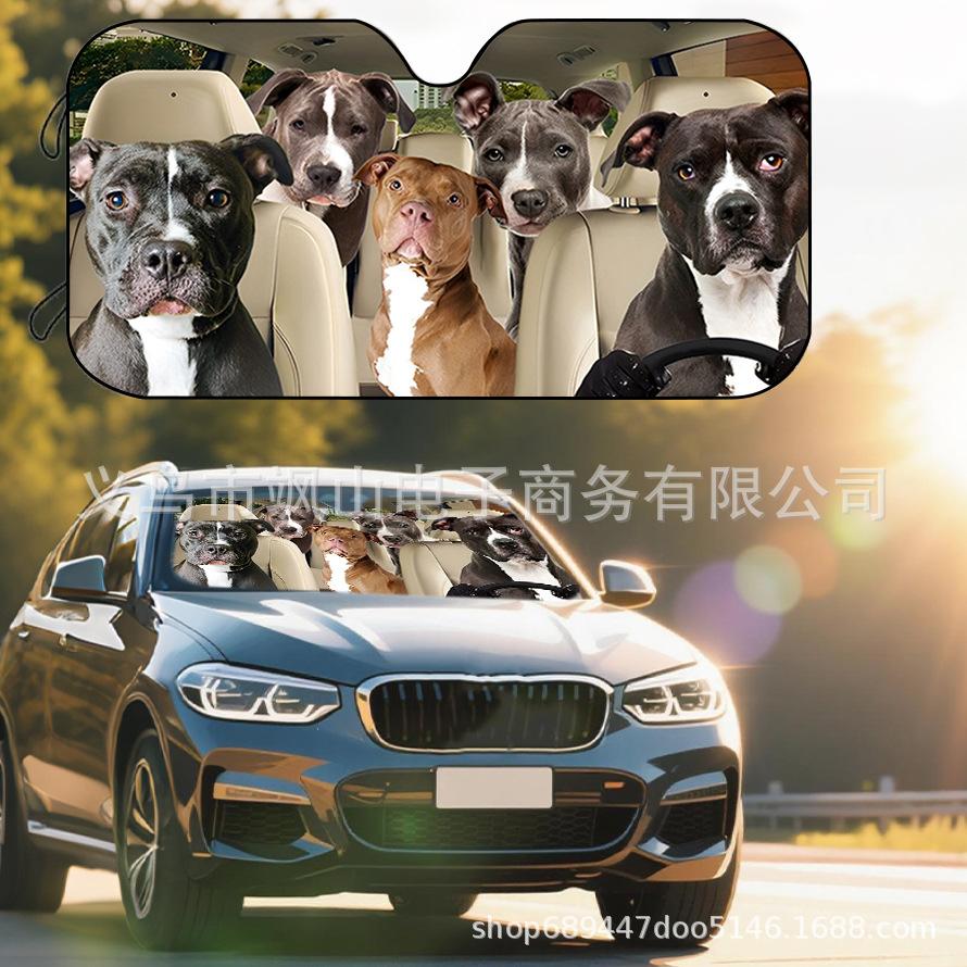 Platform Rottweiler Black Dog Print Car Front Glass Sunscreen Sunshade