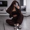 Cross-border European and American Women's Clothing  Amazon Hooded Cardigan Slim-fitting Inner Tube Top Sports Elastic Pants