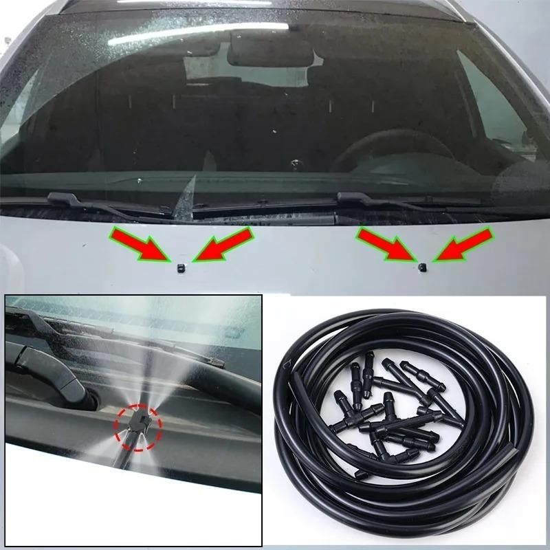Universal Windshield Washer Nozzle and Hose Kit Adjustable Car Washer Jet Replacement with Connectors for Most Cars Repair Kit