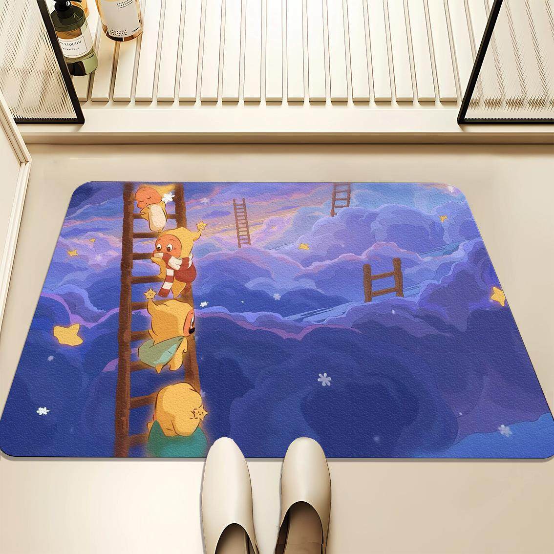 

VIKAMA Cute Purple Cartoon Twinkle Twinkle Rug Non-Slip Bath Mat Party Doormat Rug For Bedroom Carpet For Live Room Home Decor 40X60CM (1.3X2FT