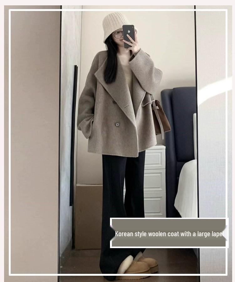 Women's Hepburn-Style Lapel Wool Coat - 2025 Autumn/Winter Collection