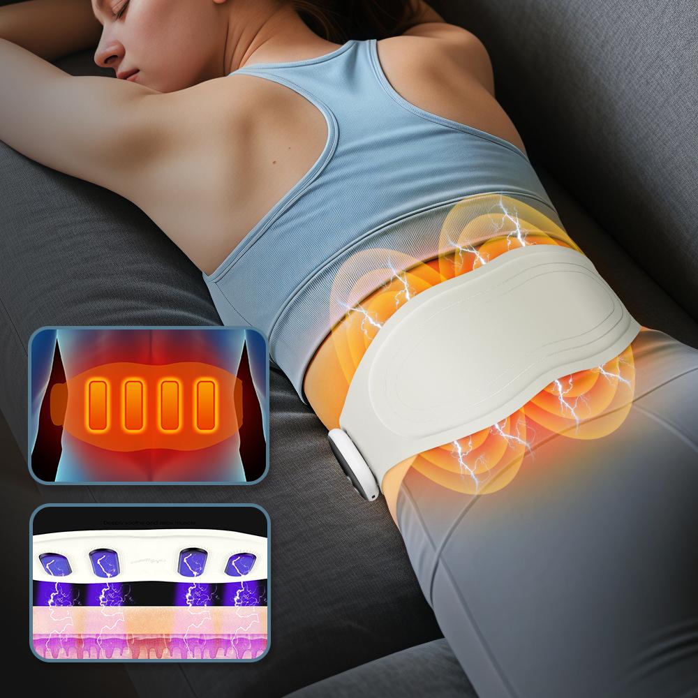 Electric Heating Waist Massager Wireless 8 Modes Vibration Massage Menstrual Abdominal Belt Abdominal Toning Belt Fat Burner
