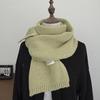 Korean Style Solid Color Knitted Wool Scarf - Women's Autumn & Winter Imitation Cashmere Neck Warmer