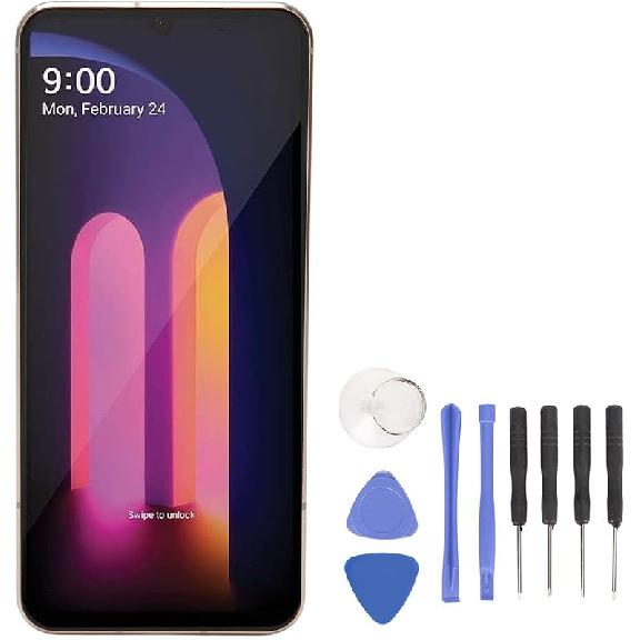Náhradní displej pro LG V60 ThinQ 5G LM V600 LM V600AM LM V600TM, 6,8palcový digitizér s rámem a nástrojem pro demontáž, (stříbrný)