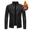 Autumn and winter youth fashion trend casual slim personality men's stand-up collar velvet thickened leather jacket