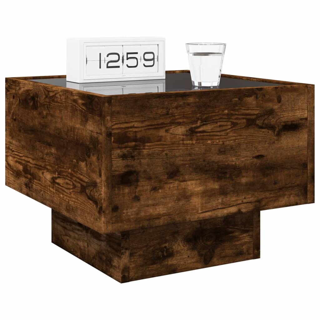 Nightstand with Infinity LED Smoked Oak 40x40x30 cm