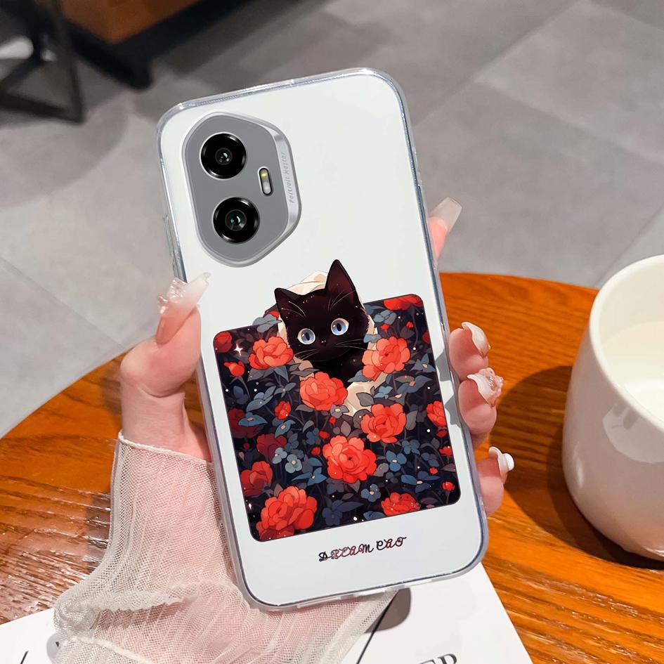 Silicone Soft TPU For Huawei Honor 300 Pro 70 200 Lite X5B Plus X6 X6B X6S X8 Back Cover Fashion Pink Bow Tie Pattern Transparent Anti Slip For Huawei