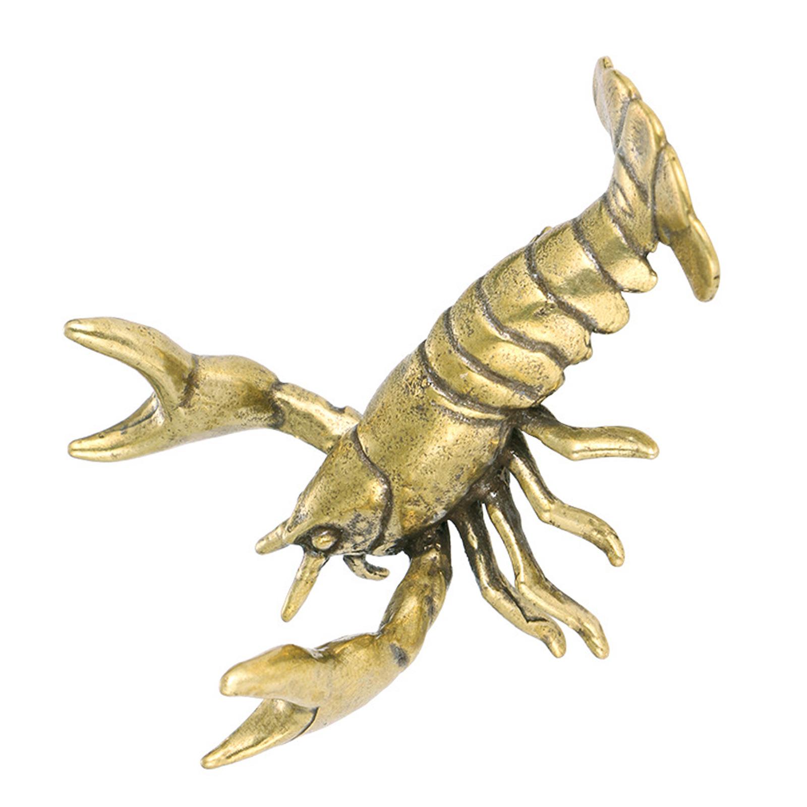 

Латунная фигурка лобстера, ретро-подставка для ручек в виде раков, декоративные украшения для дома из латуни в виде животных для офиса