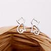 1 Pair Silver Plated Elegant Earrings Lovely Hollow Out Cats Cartoon Earrings