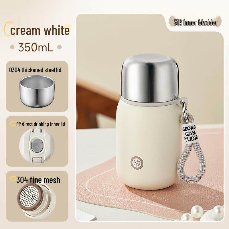 Women's Portable Thermos Mug, Compact 2025 Design, 316 Stainless Steel Lid, Suitable for Drinking Water, Child-Friendly.