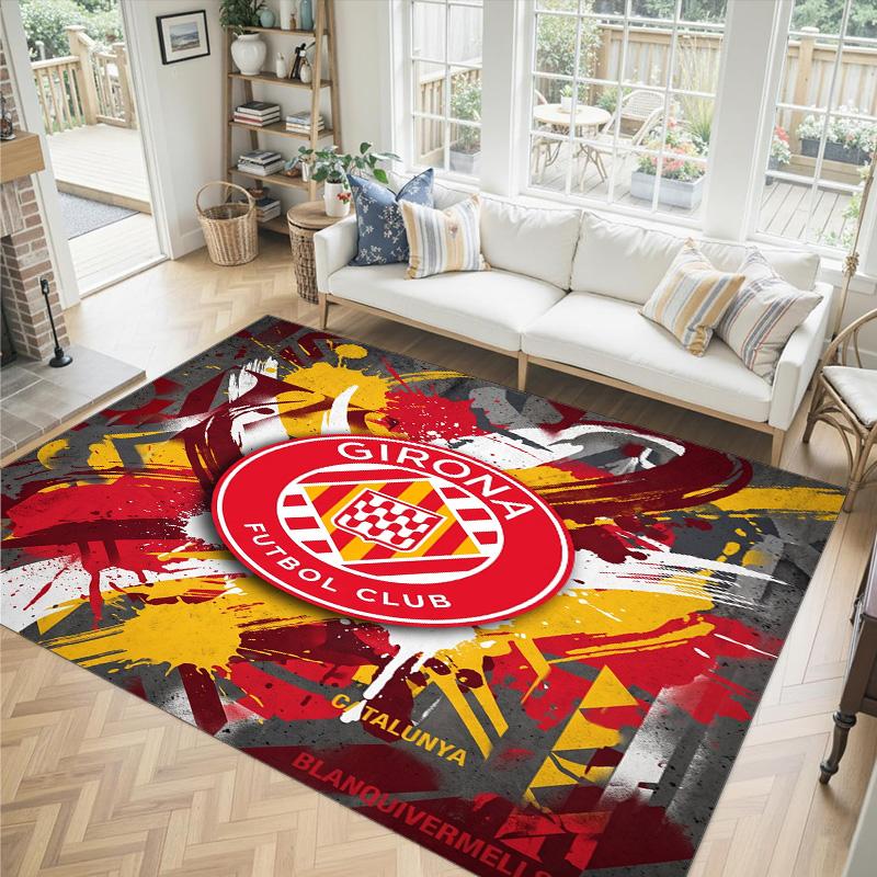 Girona FC Design Crystal Velvet Carpet Cozy Non?Slip Printed Rug For Bedroom Living Room Entrance