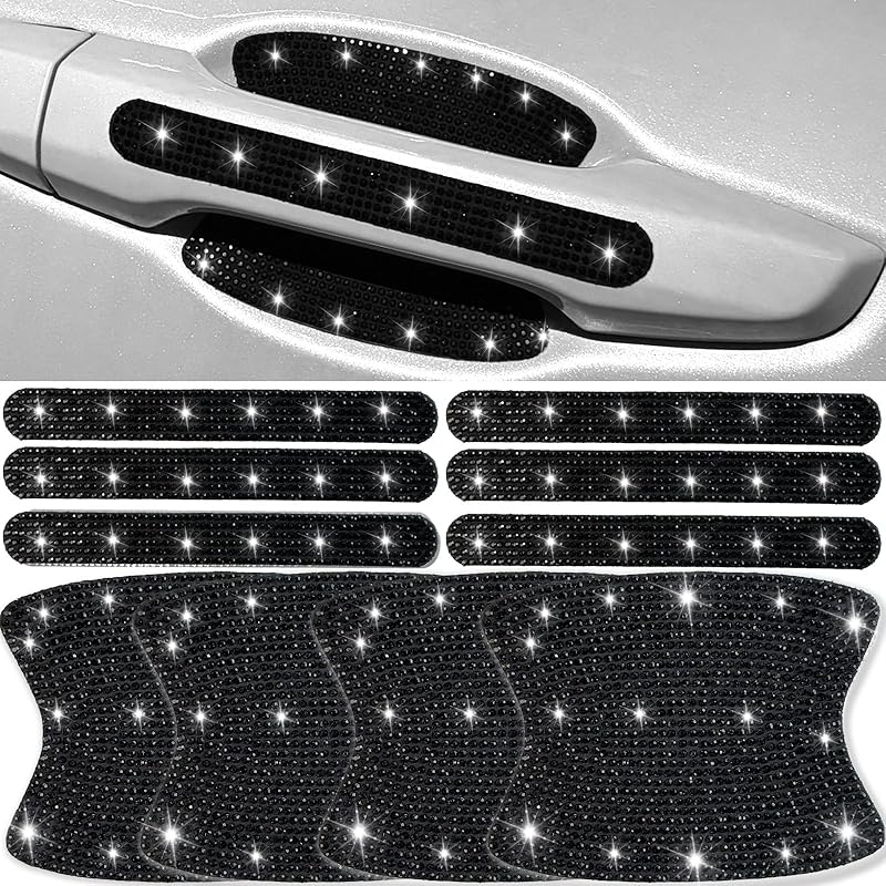 10 Pcs Bling Diamond Car Door Handle Stickers, Bling Car Accessories For Women, Universal Rhinestone Crystal Glitter Door Handle Protector Stickers