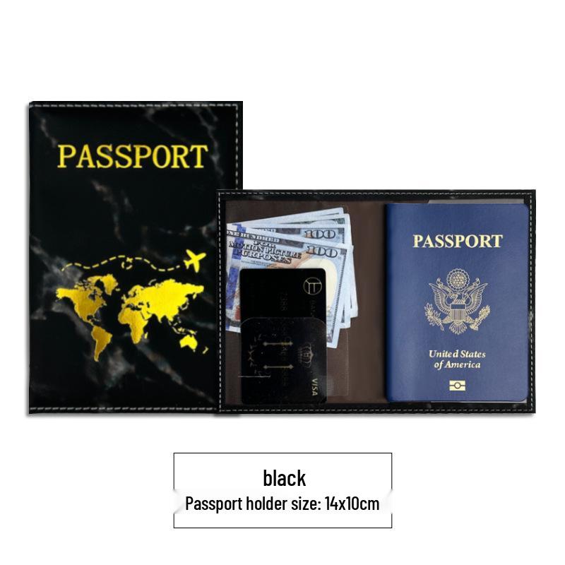 

Паспортная обложка из искусственной кожи с мраморным рисунком и простроченными краями чёрный