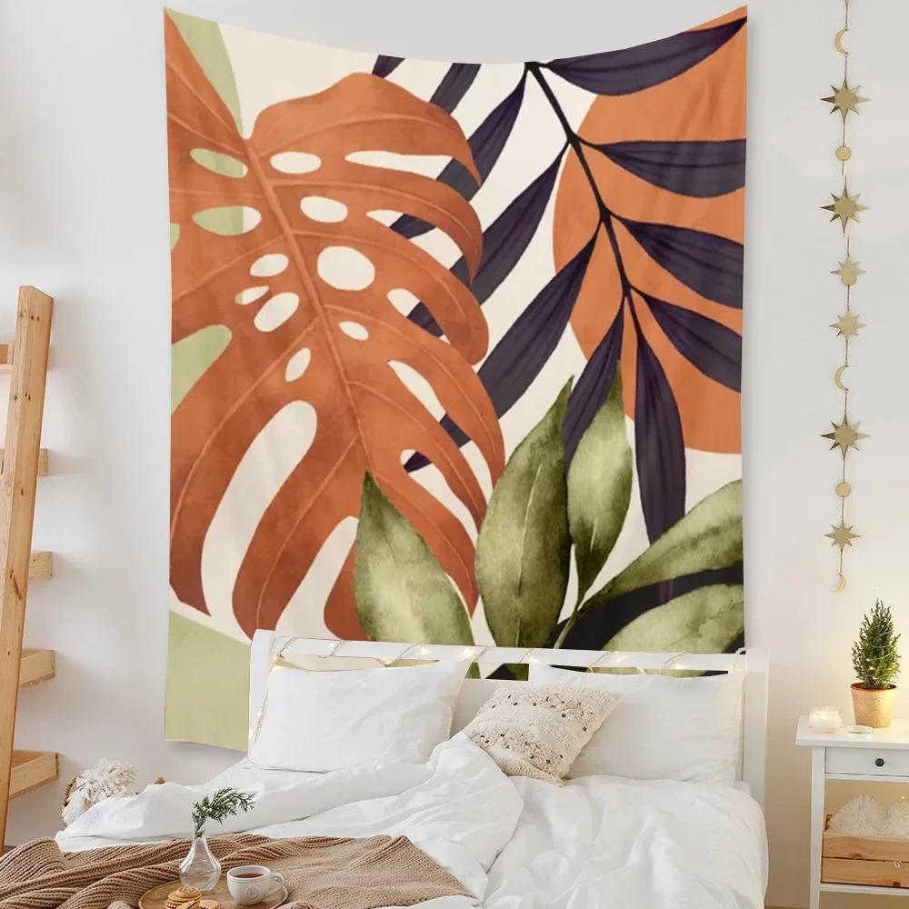 Tapestry Beach Bedroom Decor Background Leaves Sun Wall Hanging Tropical Plants Room