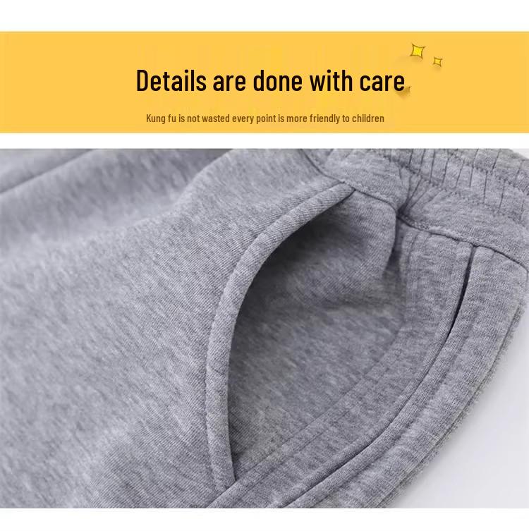 Boys' Fleece-Lined Thick Winter Sports Pants, New 2025 Style, One-Piece Sweatpants for Older Children