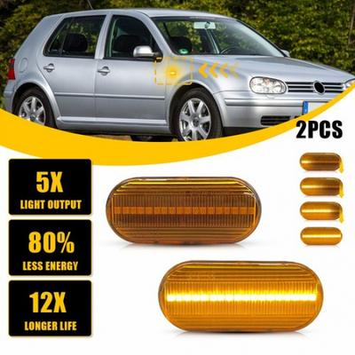 2x Amber Side LED Front Marker Lights Dynamic 2000-2004 for Volkswagen MK4 Golf