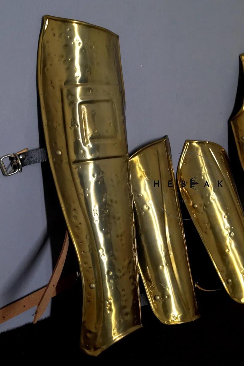 

Набор доспехов 300 спартанцев: Средневековые наголенники и наручи, костюм для косплея золотой