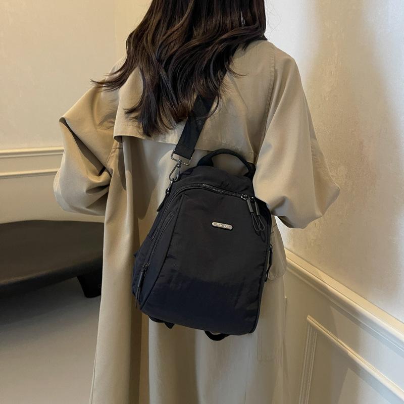 

New women s bag fashion trend nylon cloth surface backpack multi-functional shoulder bag чёрный