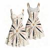 Women Plus Size Strappy Off Shoulder Dress Square Neck Sleeveless Geometric Star Print Flared Hem