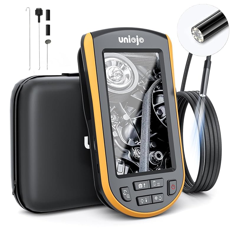 Бороскоп 5,2 мм, эндоскопическая камера со светом, инспекционная камера 1080P HD с 4,3-дюймовым ЖК-экраном, водонепроницаемая змеиная камера IP67 с 8 светодиодными фонарями, Круто Single len