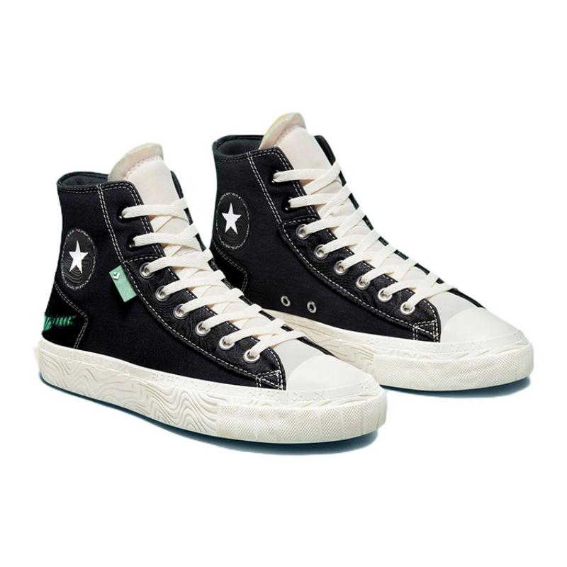 Converse Chuck Taylor Alt Star Tear Away Trend Lightweight Abrasion Resistant High Top Espadrilles Unisex Black & Green