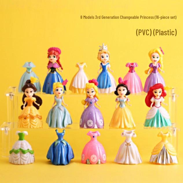 Princess Figure Set: Includes Changeable Outfits & Dolls for Kids' Pretend Play - Perfect Toy Gift for Girls