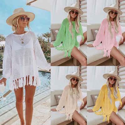 Copricostume da spiaggia con nappe europee e americane: Capispalla da bagno in maglia traforata, protezione solare per vacanze al mare