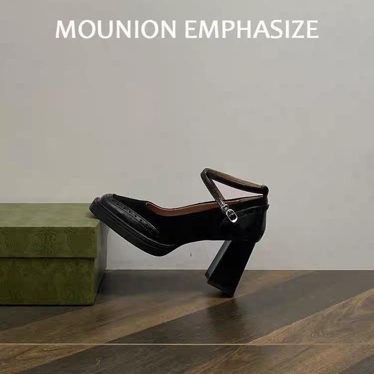 fashion 2024 New Spring Autumn Women Pumps Natural Leather Platforms Loafers Square Toe Buckle Woman Working Casual Shoes