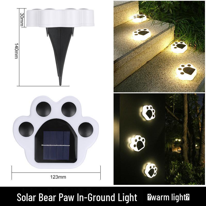 Solar Bear Paw LED Garden Ground Light: Decorative In-ground Outdoor Landscape Light