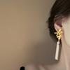 Diamond-encrusted flower pearl fringed stud earrings retro personality earrings light luxury high temperament earrings women