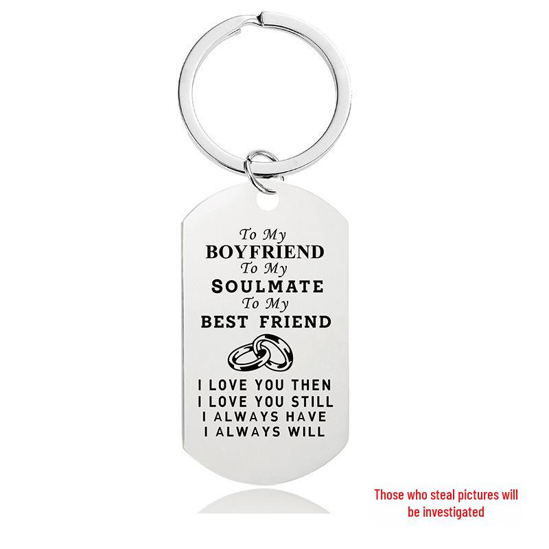 Breloc Militar Gravat din Oțel Inoxidabil - Cadou de Ziua Îndrăgostiților pentru Cupluri