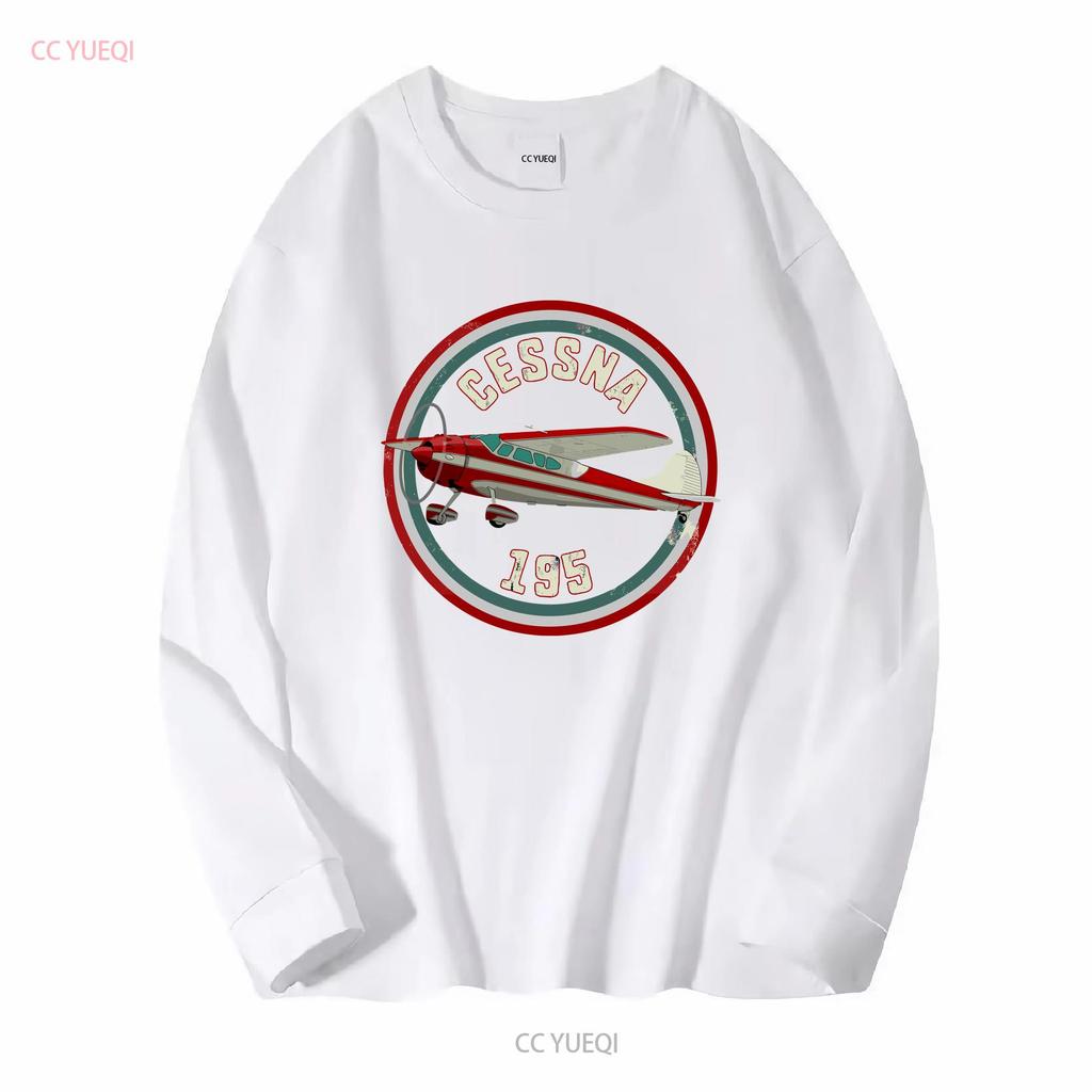 Cessna 195 Airplane T Shirt long or short sleeves vintage Washed fashion graphic Versatile Casual Top For Everyday Wear