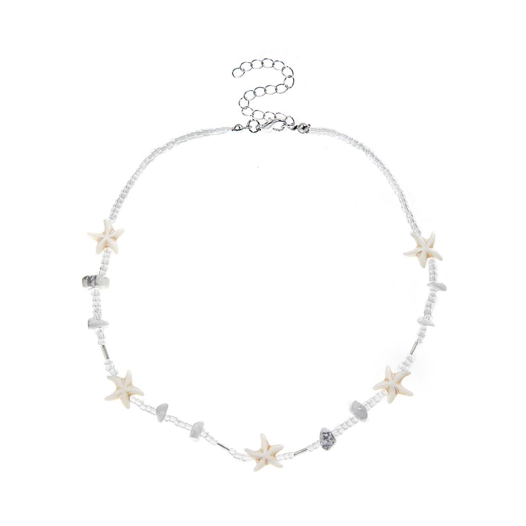 Vacation Beach Wind Glass Beads Mix and Match Starfish Gravel Necklace for Women