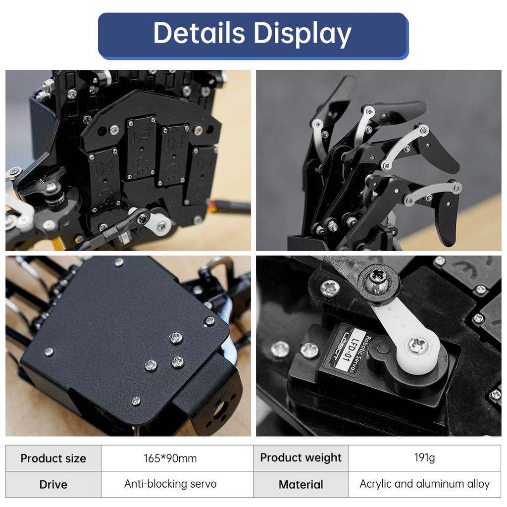 DIY Five-Finger Robot Hand, Independent Movement Bionic Robot Mechanical Arm - Right Hand with Servo Tester