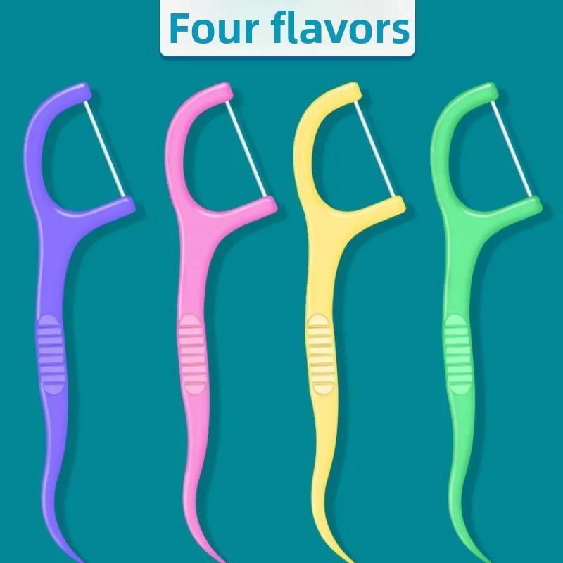 50PCS Disposable Fruit Flavor Floss Individual Packaging Portable Dental Floss Toothpick Line Oral Care Teeth Cleaning Tools