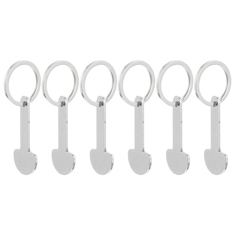 6pcs Shopping Trolley Token Shopping Cart Key Chain Convenient Bottle Opener Token Keychain Shopping Cart Token Metal Cart Coin