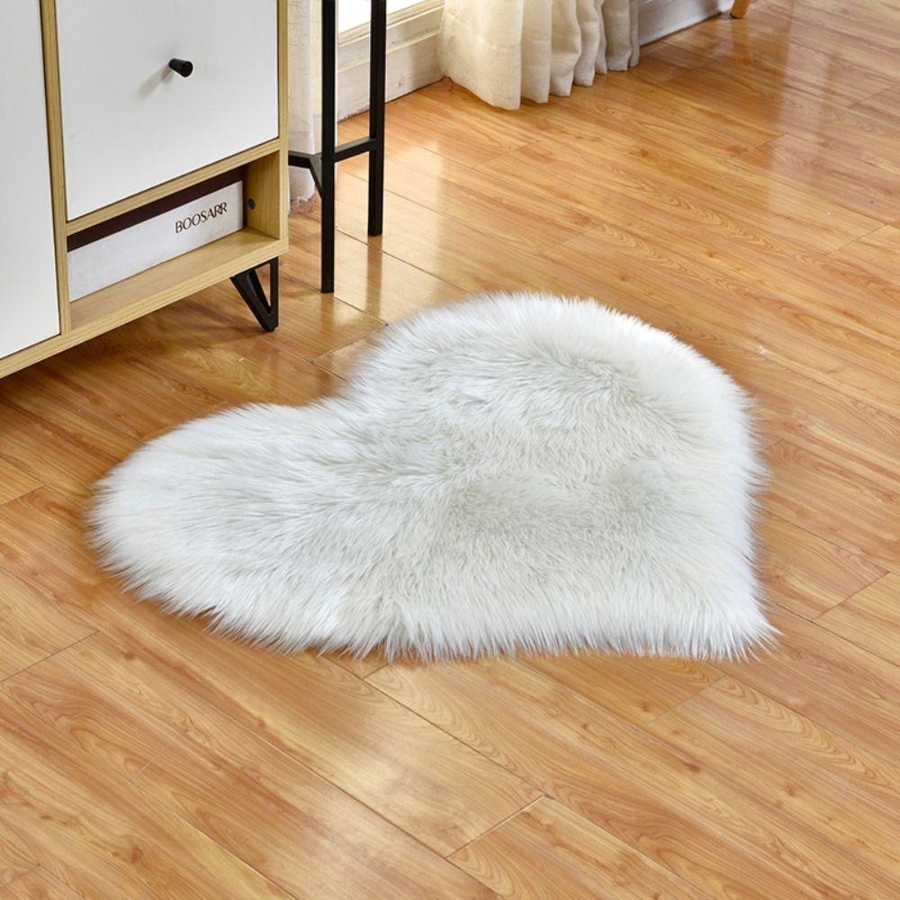 Shaggy Heart Shaped Rug Fluffy Floor Mat Cushion Plush Carpets  Home Decor
