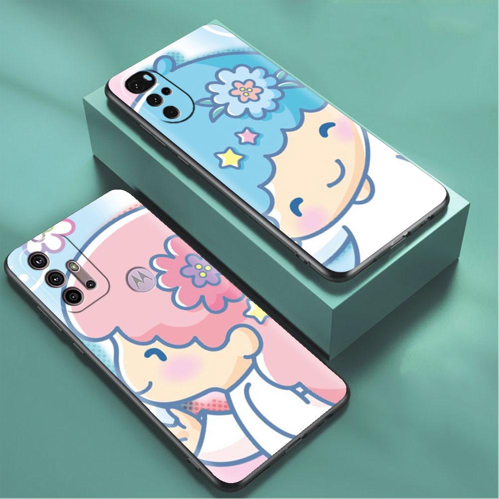 LittleTwinStars Roztomilé pouzdro pro Motorola G30 G60 Edge 20 G9 G22 G8 Power G31 G500 G50 30 Pro Černé Měkké Kryty na Telefon