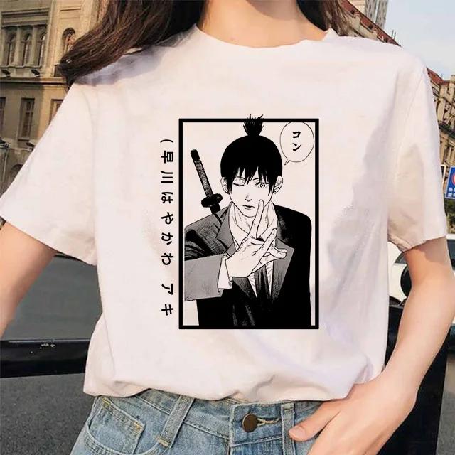 Kettensäge Unisex T-Shirt Damen Japanischer Anime Gotische T-Shirts Grafik Y2k Kleidung Lustiges Cartoon Unisex Kurzarm T-Shirt Oberteile